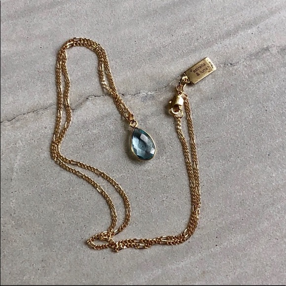 ✨🌟Blue Hydro Topaz Necklace 22K Gold Plated Chain - Picture 3 of 7